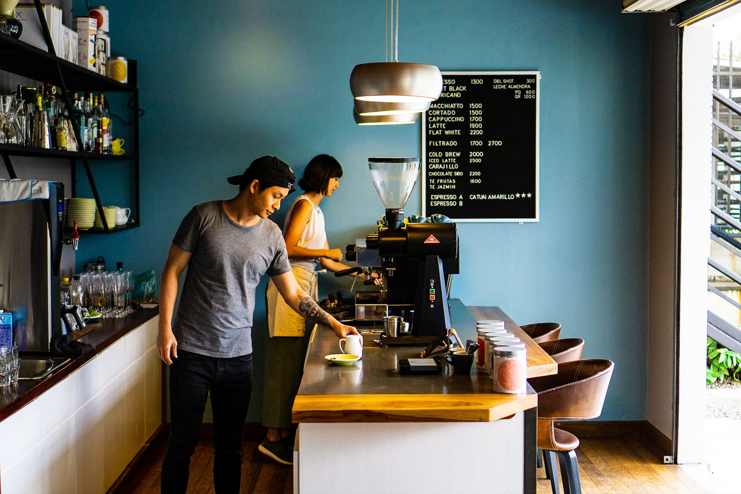 The crew at Franco making coffees