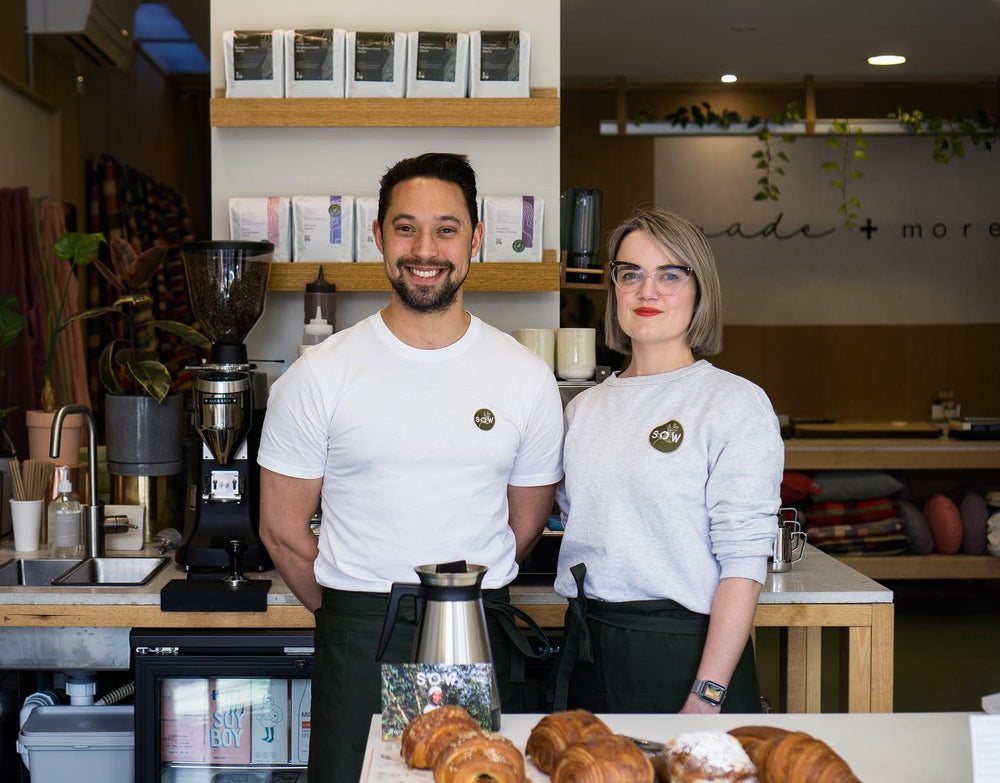 Charlie and Bessie at Sow Coffee Project's coffee residency at made + more in Armadale.